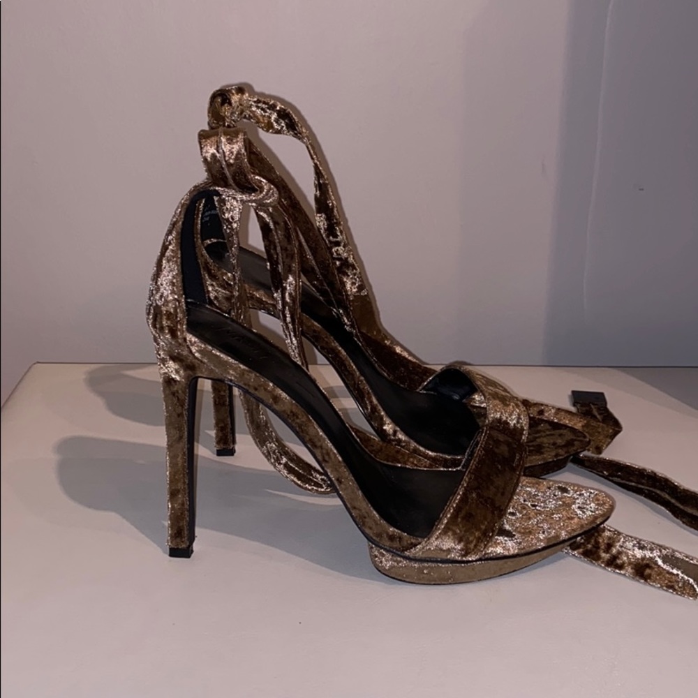 Nasty Gal Crushed Velvet tie up pumps
